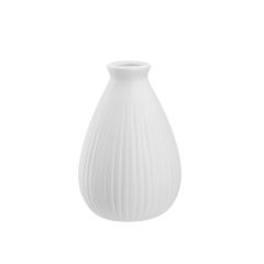 Vase Edel, Rillen, weiß matt, 15 cm