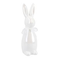 Hase Glanz, stehend/weiß, 15 cm