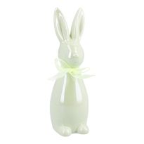 Hase Glanz, stehend/grün, 15 cm