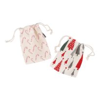 2er Set Beutel Weihnachten, Zuckerstange/Tanne, 13 x 16 cm