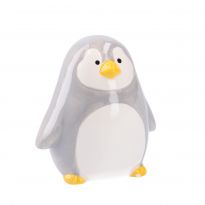 Spardose Pinguin, grau, 12 cm