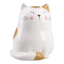 Spardose Katze, gelb, 15 cm