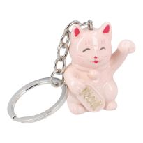 Schlüsselanhänger Katze mit Stinkefinger, rosa