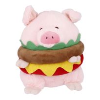 Kuscheltier Schwein mit Burger, 24 cm