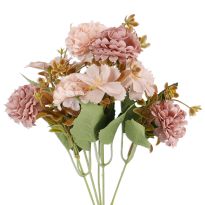Blumenstrauß Pompom, rosa/altrosa, 29 cm