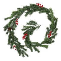 Girlande Tanne mit Beeren, grün/rot, 175 cm