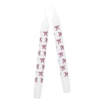 2er Set Stabkerze Weihnachten, Schleifen/rot, 24 cm