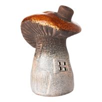 Teelichthalter Pilz, braun, 14 cm