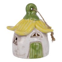 Anhänger LED-Blütenhaus, gelb, 13 cm