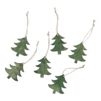 6er Set Anhänger Holz, Tanne, grün