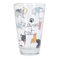 Trinkglas mit Tiermotiv, Team Cat, 310 ml