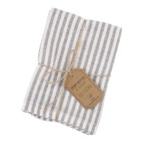 2er Set Serviette, Streifen/taupe