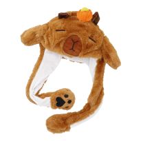 Mütze mit Klappohren, Capybara/Orange