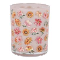 Windlicht Blumen, bunt/rosa, 7 x 8 cm