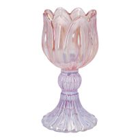 Teelichthalter Tulpe, irisierend/lila/rosa, 14 cm