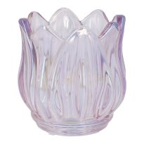 Teelichthalter Tulpe, irisierend/helllila, 7 x 7 cm