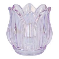 Teelichthalter Tulpe, irisierend/lila, 7 x 7 cm