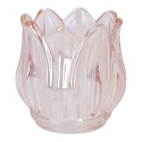 Teelichthalter Tulpe, irisierend/rosa, 7 x 7 cm