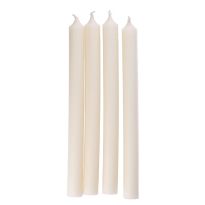 4er Set Stabkerze Rustik, wollweiß, 25 cm