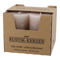 4er Set Kerze Rustik, sand, 6 x 10 cm