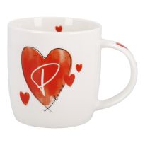 Becher Buchstabe mit Herz, P, 350 ml
