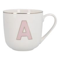 Becher Buchstabe mit Schlüsselanhänger, A/rosa, 450 ml