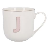 Becher Buchstabe mit Schlüsselanhänger, J/rosa, 450 ml