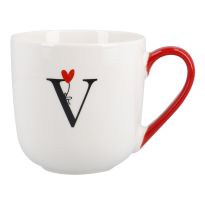 Becher Buchstabe/Ballon, V/roter Henkel, 450 ml