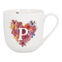 Becher Buchstabe/Flower-Herz, P, 450 ml