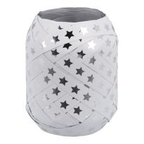 Geschenkband Eiknäuel, Stern, weiß/silber, 30 m
