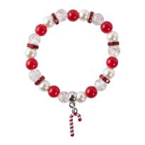Armband Weihnachten, Zuckerstange, rot/weiß