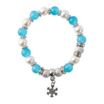 Armband Weihnachten, Schneeflocke, blau/silber