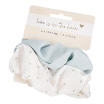 2er Set Haarband Scrunchie, Dots/mint