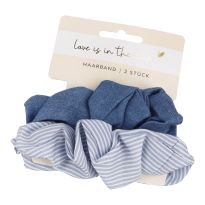 2er Set Haarband Scrunchie, Jeans/gestreift