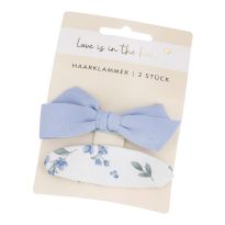 2er Set Haarklammer, Blumen/hellblau
