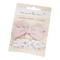 2er Set Haarklammer, Blumen/rosa