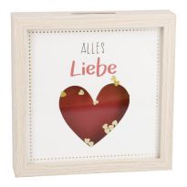 Bilderrahmen Geldgeschenk, Herz/natur, 12 x 12 cm