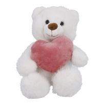 Kuscheltier Bär mit Herz, weiß, 20 cm