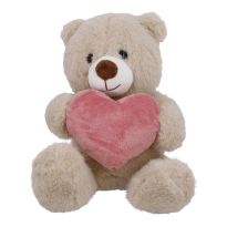 Kuscheltier Bär mit Herz, hellbraun, 20 cm
