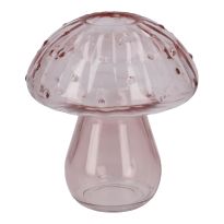 Glasvase Pilz, rund/rosa, 11 cm