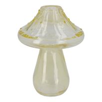 Glasvase Pilz, spitz/gelb, 14 cm