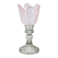 Kerzenständer Tulpe, rosa, 8 x 18 cm