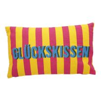 Kissen Glück, Streifen/pink/gelb, 50 x 30 cm