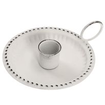 Kerzenständer Mini, Stabkerze, weiß, flach/Rillen