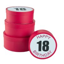 4er Set Geschenkkarton Geburtstag/18, rund