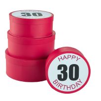 4er Set Geschenkkarton Geburtstag/30, rund