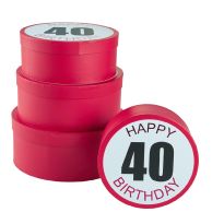 4er Set Geschenkkarton Geburtstag/40, rund