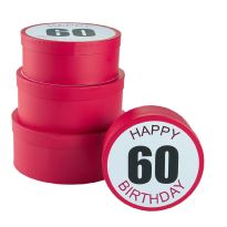 4er Set Geschenkkarton Geburtstag/60, rund
