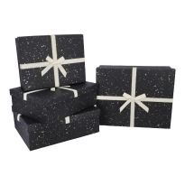4er Set Geschenkkarton Sprenkel, schwarz