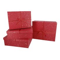 4er Set Geschenkkarton Sprenkel, bordeaux